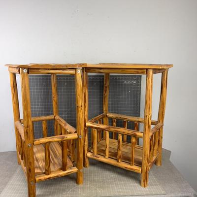 2 Rustic Wood End Tables 