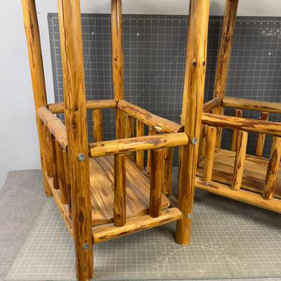 2 Rustic Wood End Tables 