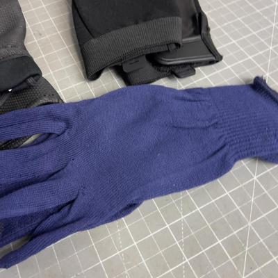 4 Pair Medium to Large Gloves; Leather, Neoprene, Cotton 