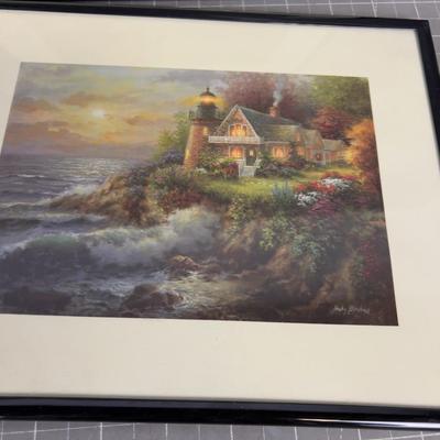 2 Art Prints, Hot Air Balloon & Light House