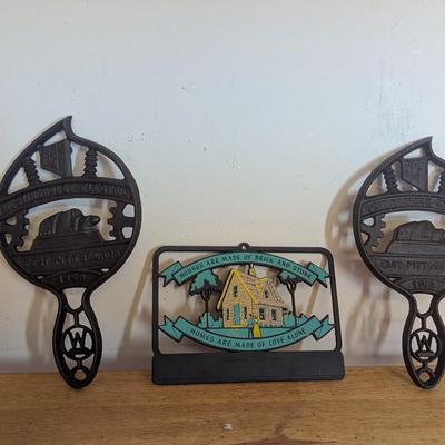 Vintage Westinhouse Cast Iron Trivet & Plastic Plaque