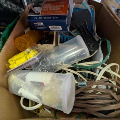 Plastic Shelving Unit Approx 32 1/2" x 13" x 73 1/2" & Assortment Of Hardware Sandpaper