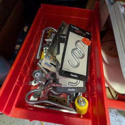 Plastic Shelving Unit Approx 32 1/2" x 13" x 73 1/2" & Assortment Of Hardware Sandpaper