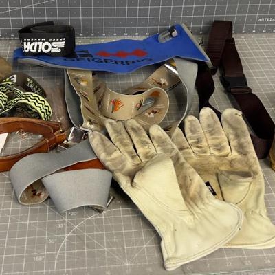 Out Door Things: Sling, Candle Lantern, Gloves