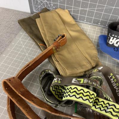 Out Door Things: Sling, Candle Lantern, Gloves