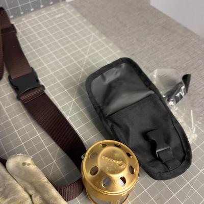 Out Door Things: Sling, Candle Lantern, Gloves
