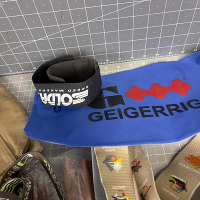 Out Door Things: Sling, Candle Lantern, Gloves