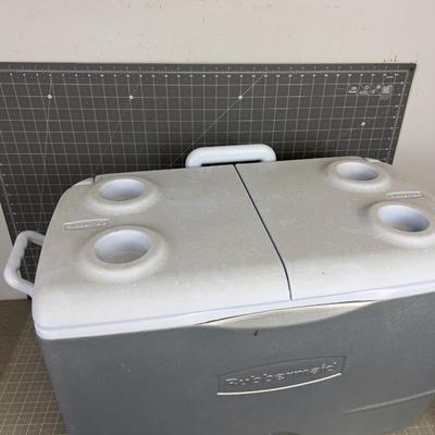 NICE Rubber Made Cooler, Gray on wheels with Handle