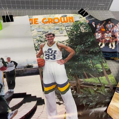 VINTAGE Basketball Poster; Jazz and Seattle Super Sonics 
