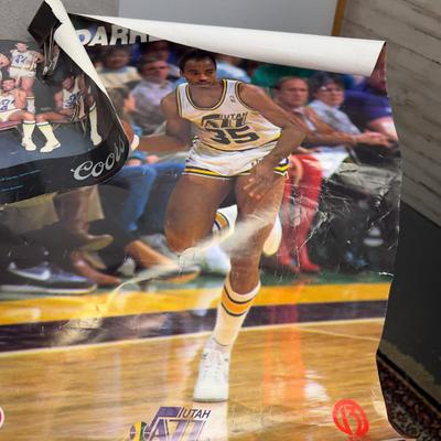 VINTAGE Basketball Poster; Jazz and Seattle Super Sonics 