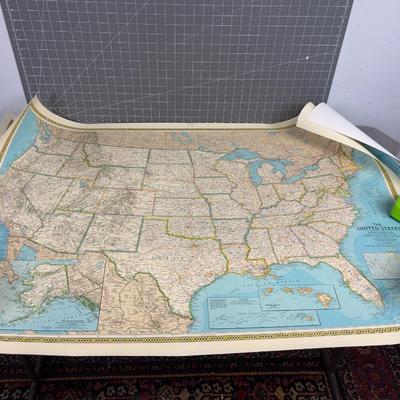 2 Similar National Geographic Maps; US and WORLD 