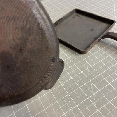 2 More Pieces of Cast Iron; Small Square Skillet and Baking Dish