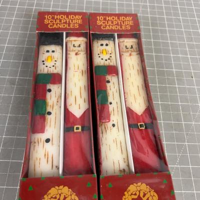 10" Holiday Sculpture Candles NEW in the Box