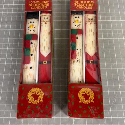10" Holiday Sculpture Candles NEW in the Box