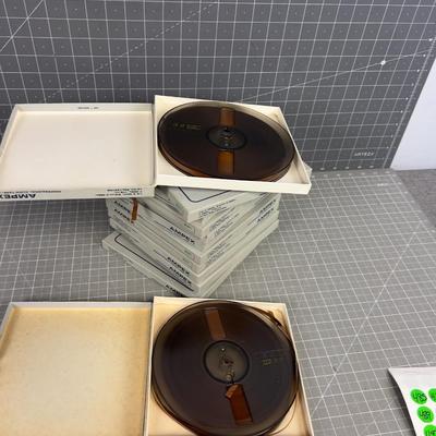 Pile of Ampex Professional Audio Tape
