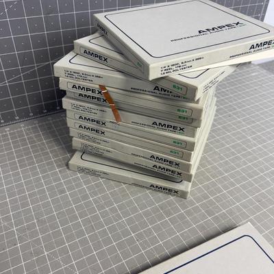 Pile of Ampex Professional Audio Tape