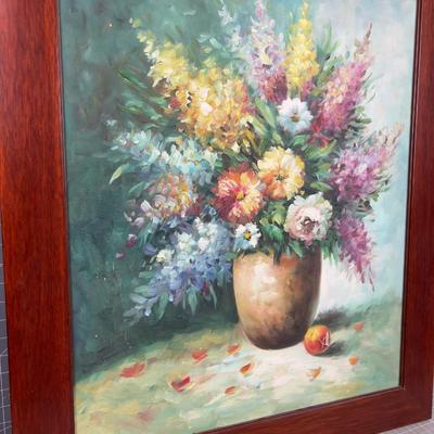 Oil on Board Still Life, Flowers, No Signature