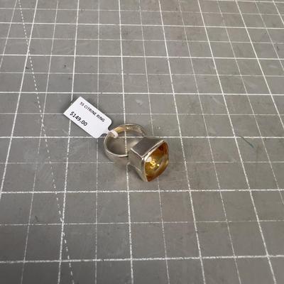 Sterling Silver Citrine Ring Square 
