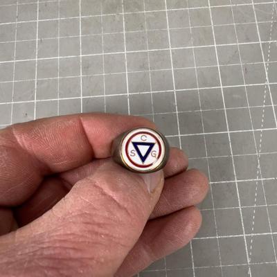 RING with TRIANGLE C S G - Probably Masonic 