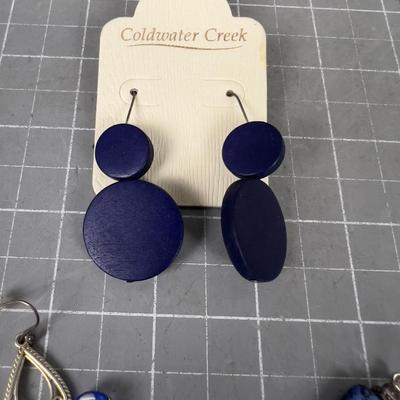 3 Blue Cold Water Creek Earrings Plus 2 other (silver) 