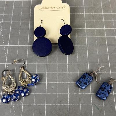 3 Blue Cold Water Creek Earrings Plus 2 other (silver) 