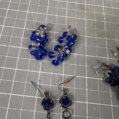 Unique Glass and Ribbon Plus other Faux Blue Earrings