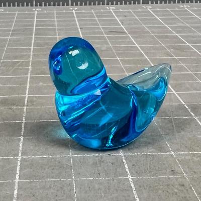 Hand Blown Glass Blue Bird Artist Signed