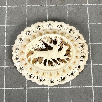 Carved Antler Filigree Brooch