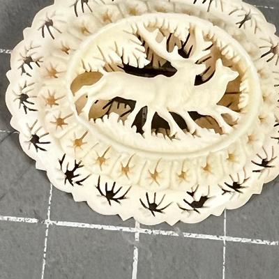 Carved Antler Filigree Brooch