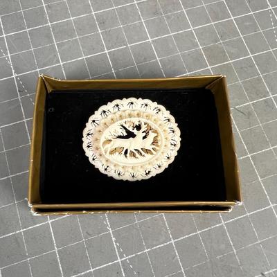 Carved Antler Filigree Brooch