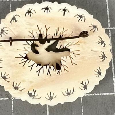 Carved Antler Filigree Brooch