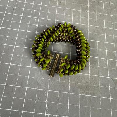 AWESOME Brass Lime Green Stone Bracelet