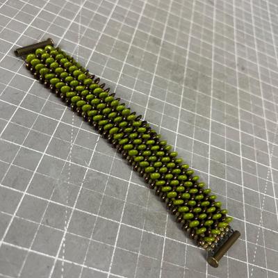 AWESOME Brass Lime Green Stone Bracelet