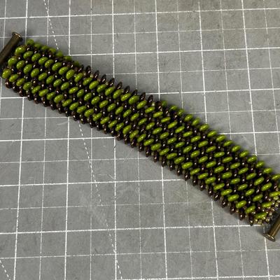 AWESOME Brass Lime Green Stone Bracelet