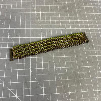 AWESOME Brass Lime Green Stone Bracelet