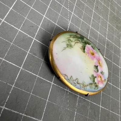 Antique Hand Painted Porcelain Brooches 