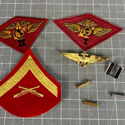 Marine Corp Patches and Pins. 