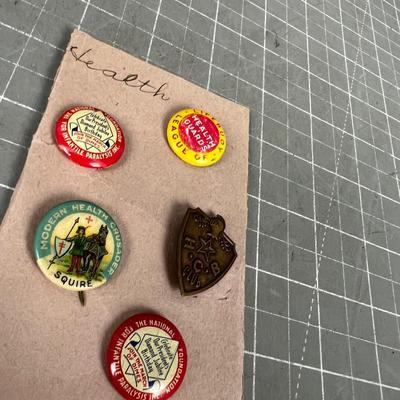 HEALTH Tin Pins VINTAGE 