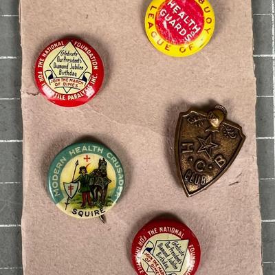 HEALTH Tin Pins VINTAGE 