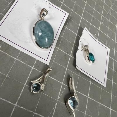 4- Blue Stone & .925 Pendants
