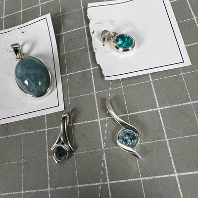 4- Blue Stone & .925 Pendants
