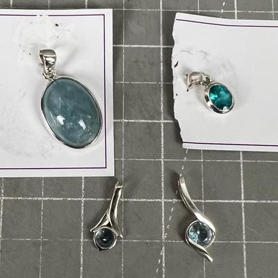 4- Blue Stone & .925 Pendants
