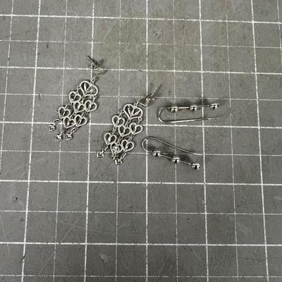 Silver Ball and Heart Earrings