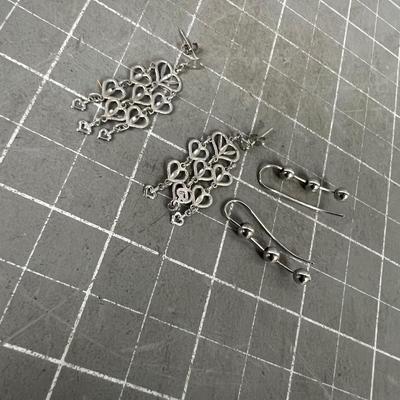 Silver Ball and Heart Earrings