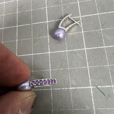 Pretty Purple Pearl and Amethyst Earing 