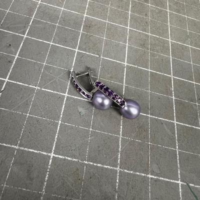 Pretty Purple Pearl and Amethyst Earing 