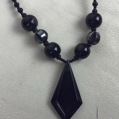 modernist ONYX & HEMATITE NECKLACE