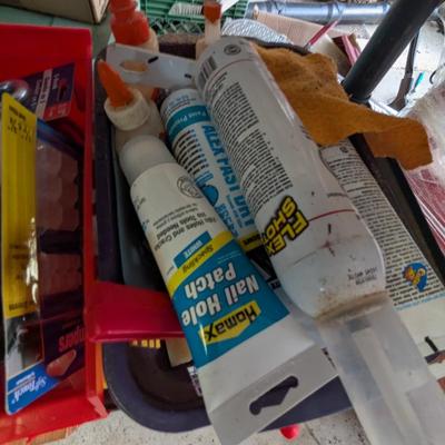 Plastic Shelving Unit Approx 32 1/2" x 13" x 37 1/2" & Assortment Of Hardware Sandpaper