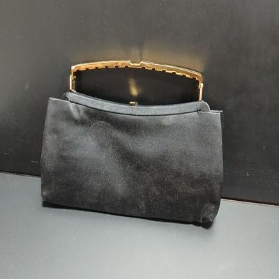 Vintage Ande clutch bag / purse with gold metal handle with another vintage purse and a fancy belt