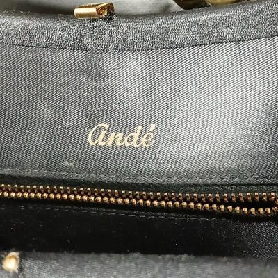 Vintage Ande clutch bag / purse with gold metal handle with another vintage purse and a fancy belt